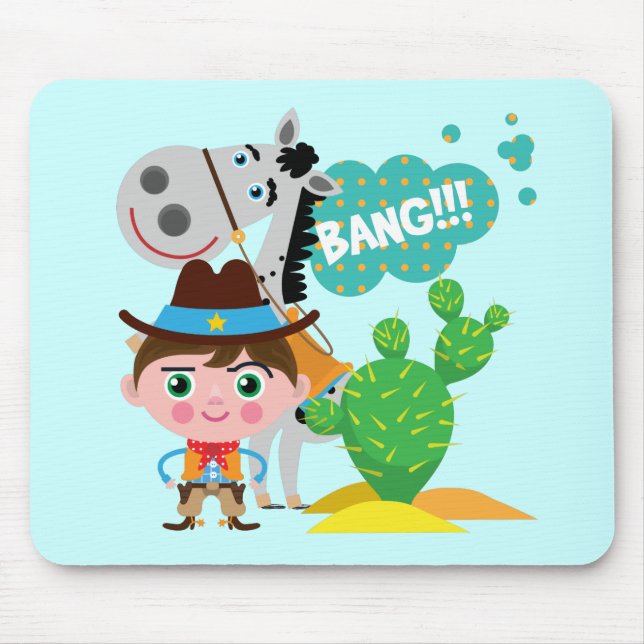 Cowboy and Horse Mouse Pad (Front)