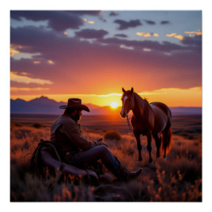 Cowboy and Horse Poster