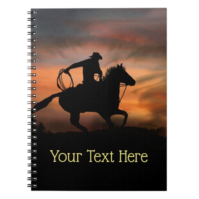 Cowboy and Horse Racing the Sun Notebook (Front)