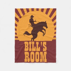 Cowboy and Horse Rodeo Sunset Fleece Blanket