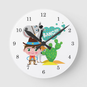 Cowboy and Horse Round Clock