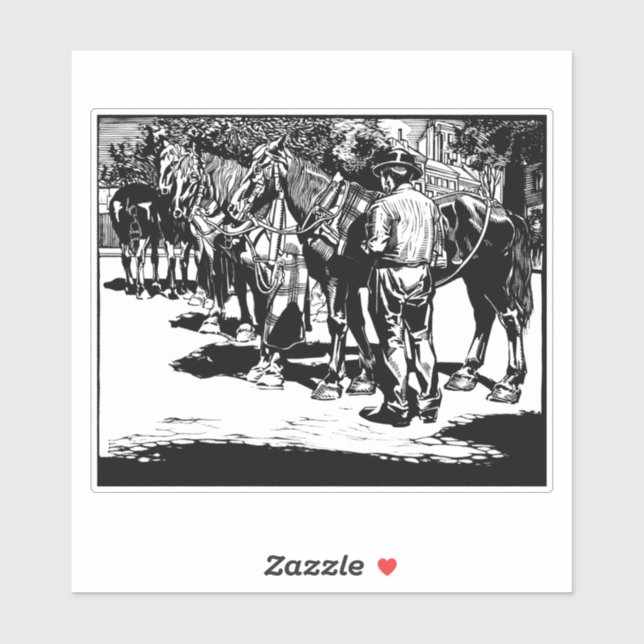 Cowboy and Horses Country Western Rodeo Art (Sheet)