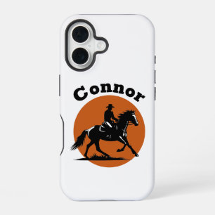 Cowboy and Orange Sun Circle iPhone 16 Case