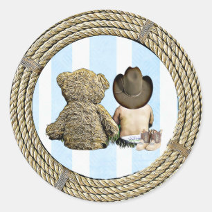 Cowboy and Teddy Bear  Baby Shower Stickers