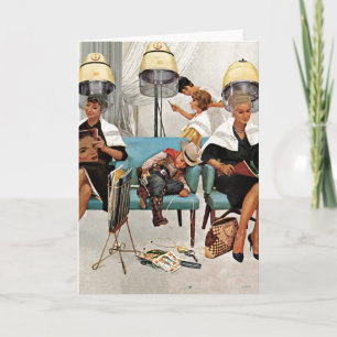 Cowboy Asleep in Beauty Salon Card