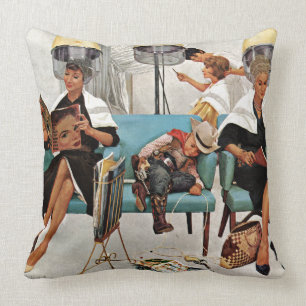 Cowboy Asleep in Beauty Salon Cushion