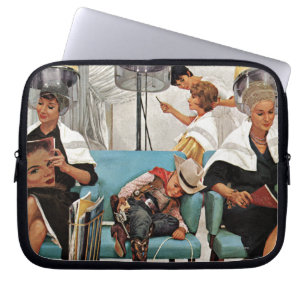 Cowboy Asleep in Beauty Salon Laptop Sleeve