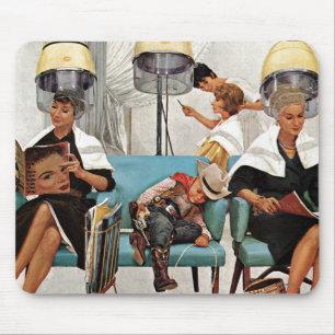 Cowboy Asleep in Beauty Salon Mouse Pad