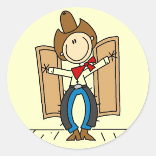 Cowboy at Saloon Tshirts and Gifts Classic Round Sticker