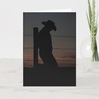 Cowboy at sunset card
