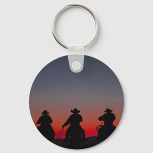 cowboy at sunset key ring