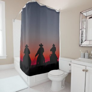 cowboy at sunset shower curtain