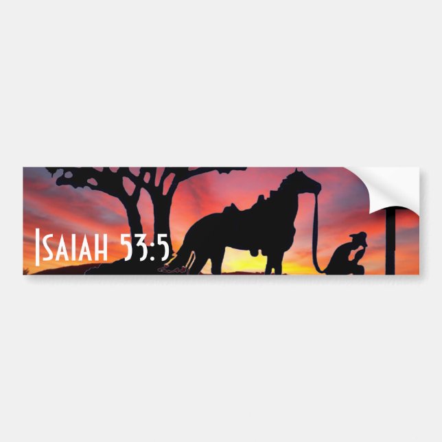 Cowboy at the cross western Christian Bumper Stick Sticker (Front)