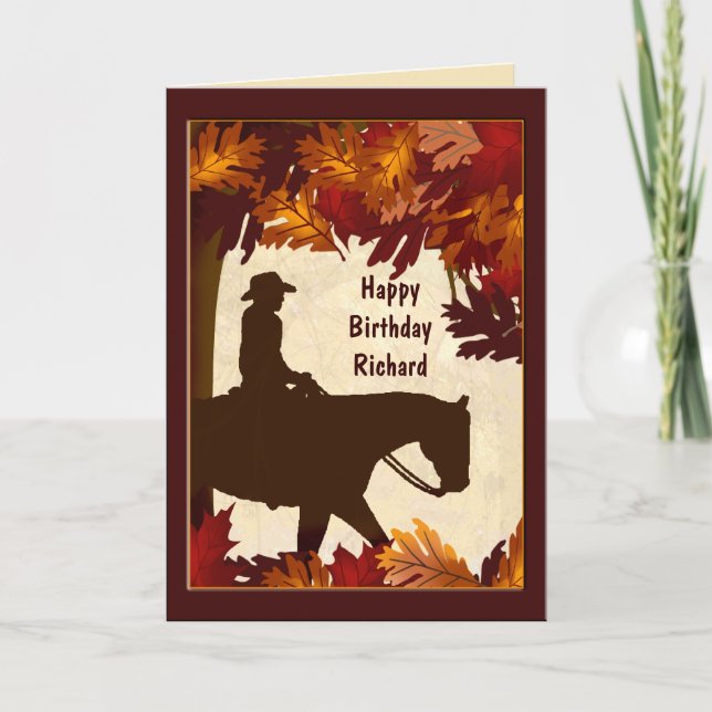 Cowboy Autumn Custom Birthday Card (Front)