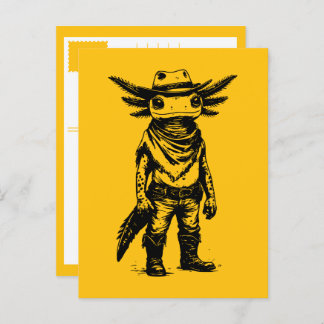 cowboy axolotl holiday postcard
