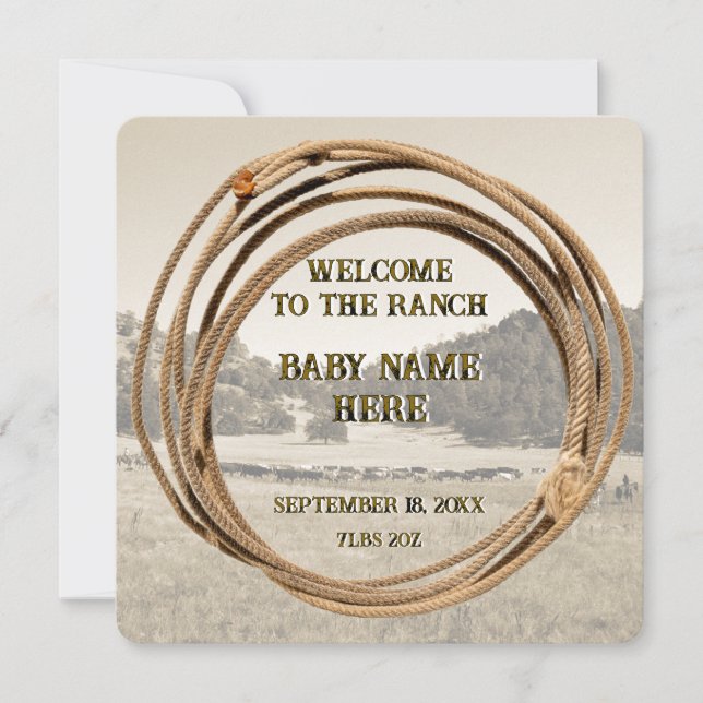 Cowboy Baby Birth Announcement (Front)