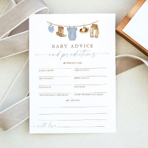 Cowboy Baby Shower Baby Advice Predictions Card