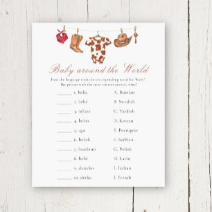 Cowboy baby shower - Baby around the world game