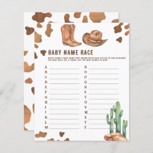 Cowboy baby shower - Baby name race game
