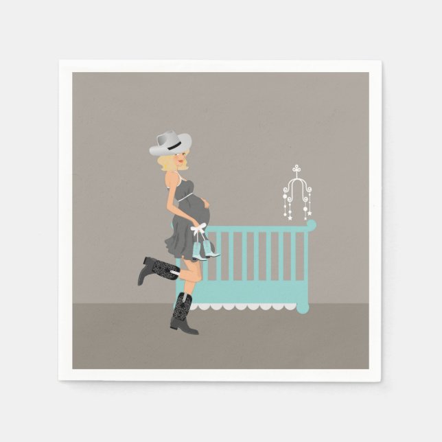 Cowboy Baby Shower -Blonde - Country Western Theme Napkin (Front)