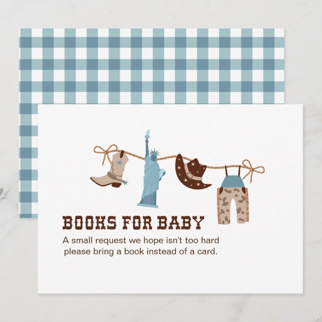 Cowboy Baby Shower Books for Baby Enclosure  Invitation (Front/Back)