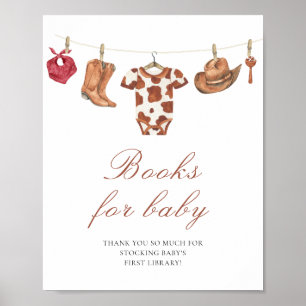 Cowboy baby shower - books for baby poster
