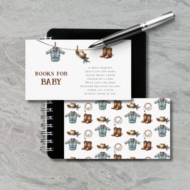 Cowboy Baby Shower Books for Baby Request Enclosure Card (Creator Uploaded)