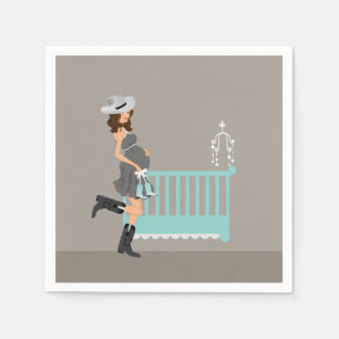 Cowboy Baby Shower - Brunette - Western Theme  Napkin
