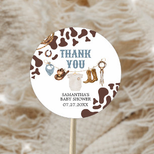 Cowboy Baby Shower Classic Round Sticker