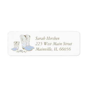 Cowboy Baby Shower Country Western Blue Boy Return Address Label