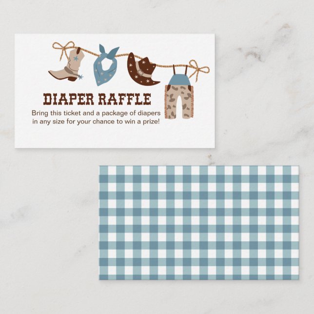 Cowboy Baby Shower Diaper Raffle Enclosure Card (Front/Back)