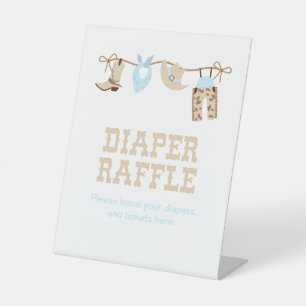 Cowboy Baby Shower Diaper Raffle Pedestal Sign