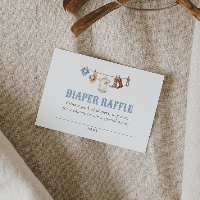Cowboy Baby Shower Diaper Raffle Ticket Enclosure Card (Creator Uploaded)
