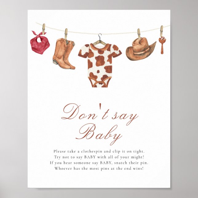 Cowboy baby shower - Don't say baby  Poster (Front)