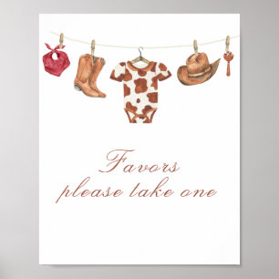 Cowboy baby shower - favours, please take one poster