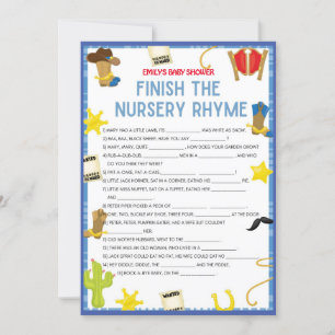 Cowboy Baby Shower Game - Editable Name, 5x7 size  Invitation