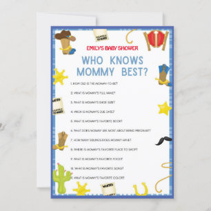 Cowboy Baby Shower Game - Editable Name, 5x7 size  Invitation
