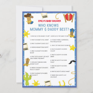 Cowboy Baby Shower Game - Editable Name, 5x7 size  Invitation