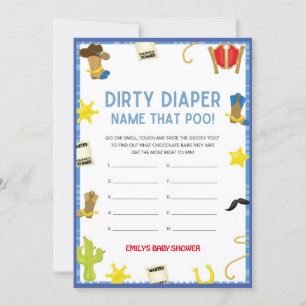 Cowboy Baby Shower Game - Editable Name, 5x7 size  Invitation