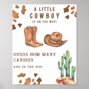 Cowboy baby shower Guess how many candies Poster