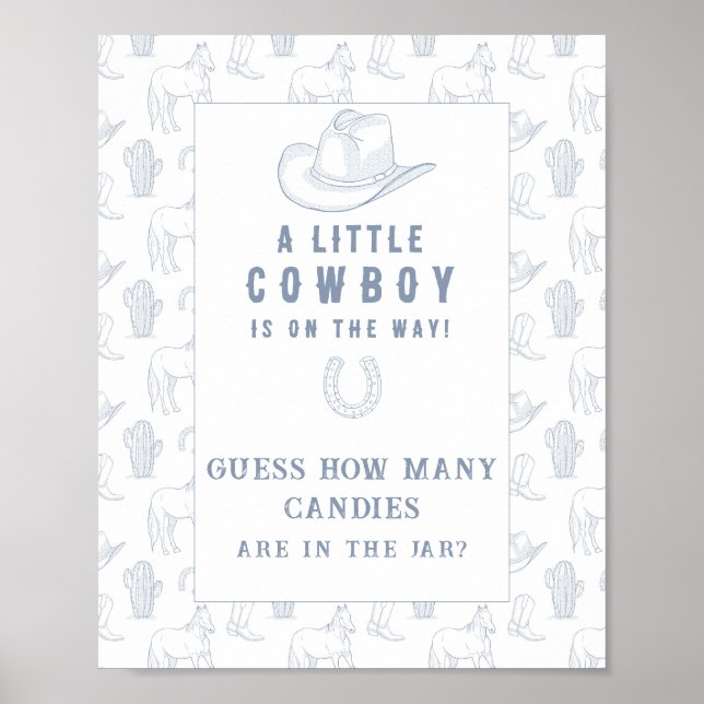 Cowboy baby shower Guess how many candies Poster (Front)