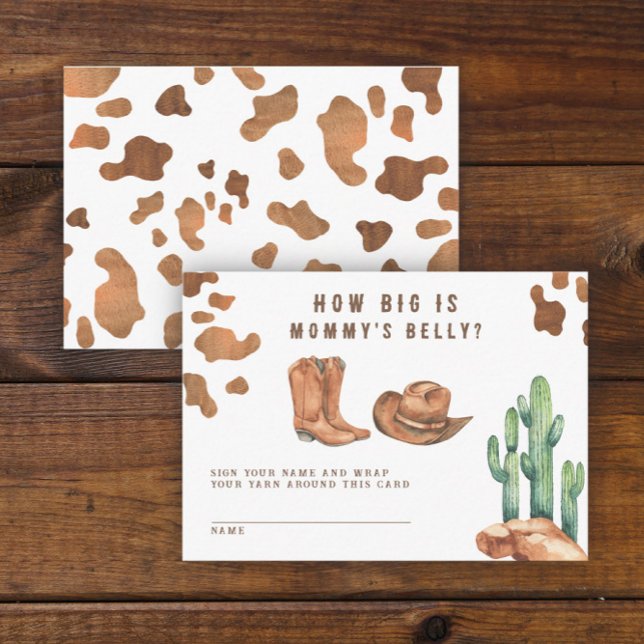 Cowboy Baby shower How big is mummy's belly Enclosure Card (Creator Uploaded)