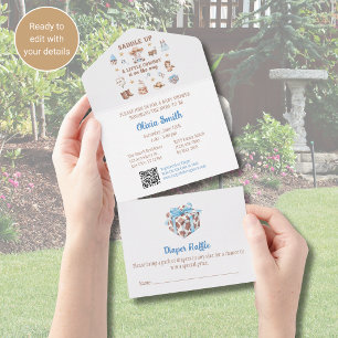 Cowboy Baby Shower Invitation All in One QR Code