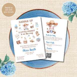 Cowboy Baby Shower Invitation All in One QR Code