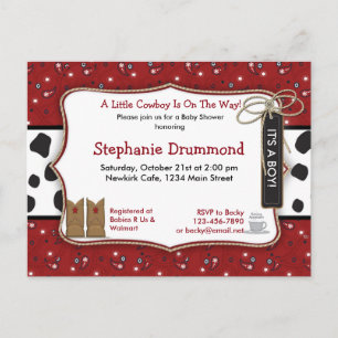 Cowboy Baby Shower Invitation in Red Bandanna