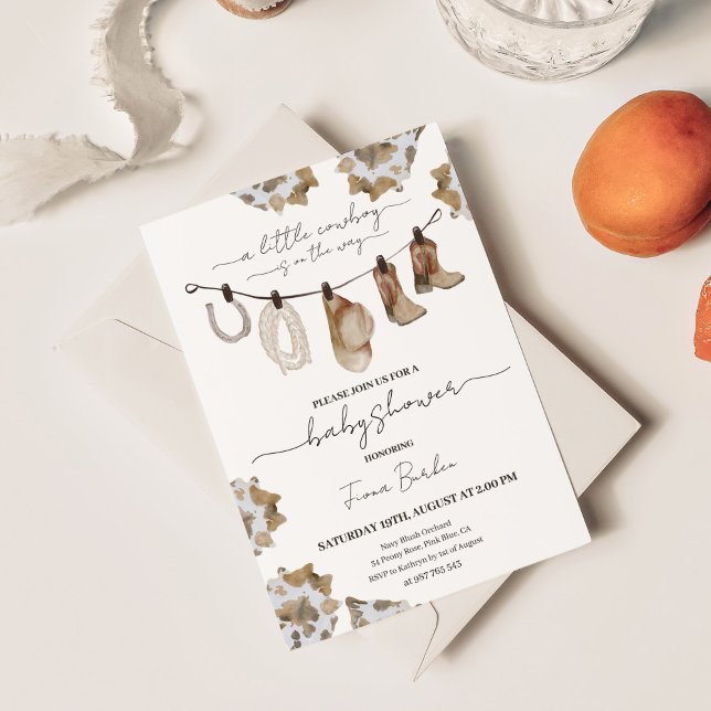 Cowboy Baby Shower Invitation. Invitation (a little cowboy is on the way invitation)