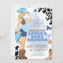 Cowboy Baby Shower Invitation Rodeo Invitation
