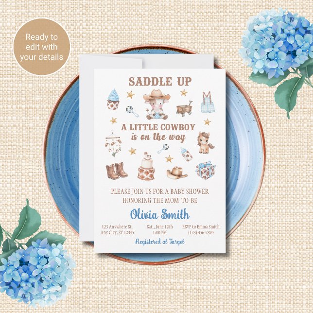 Cowboy Baby Shower Invitations Saddle Up (Creator Uploaded)