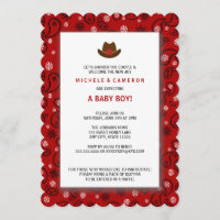 Cowboy Baby Shower Invite WESTERN RED BANDANA