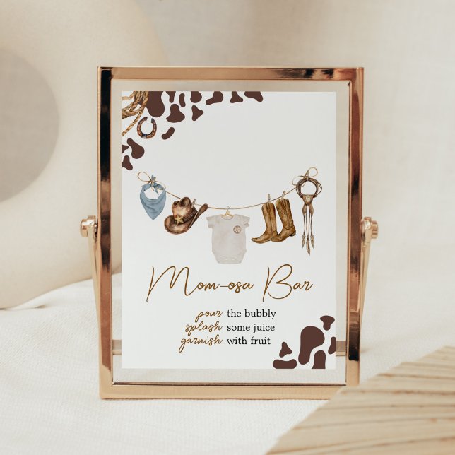 Cowboy Baby Shower Mum Osa Bar Poster (Wild West Rodeo Baby Shower Mom Osa Bar Sign)